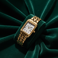 Herbelin Art Deco bracelet 17478BP08 ladies watch on emerald green velvet background