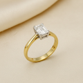 9ct Yellow Gold Fancy CZ Ring on champagne cream textured background
