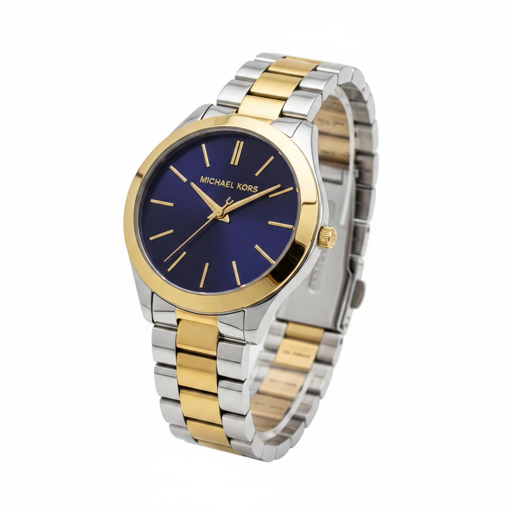Michael Kors MK3479 two-tone watch on plain white background