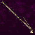 9ct Yellow Gold Open Curb & Padlock Charm Bracelet on purple velvet background