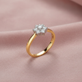 9ct Yellow Gold 0.33ct Diamond 7 Stone Cluster Ring on dusty rose textured background