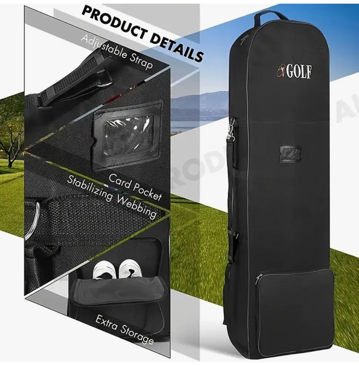 Black Golf Air Travel Bag with Wheels