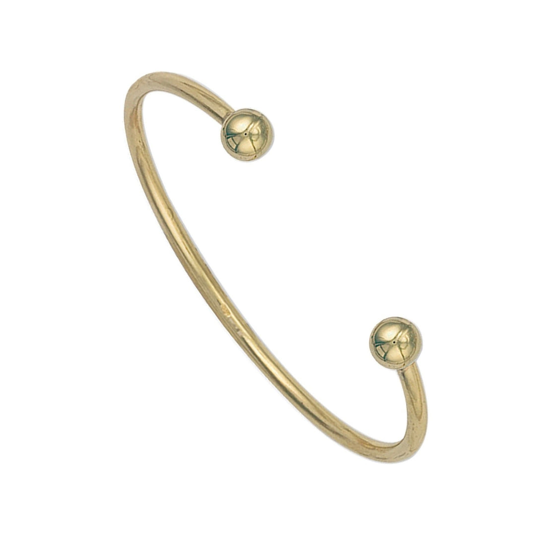 9ct Yellow Gold Open Torque Bangle with Ball Ends