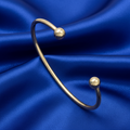 9ct Yellow Gold Open Torque Bangle with Ball Ends