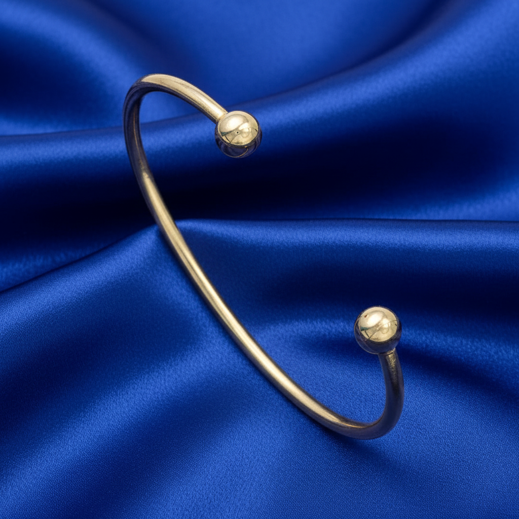 9ct Yellow Gold Open Torque Bangle with Ball Ends