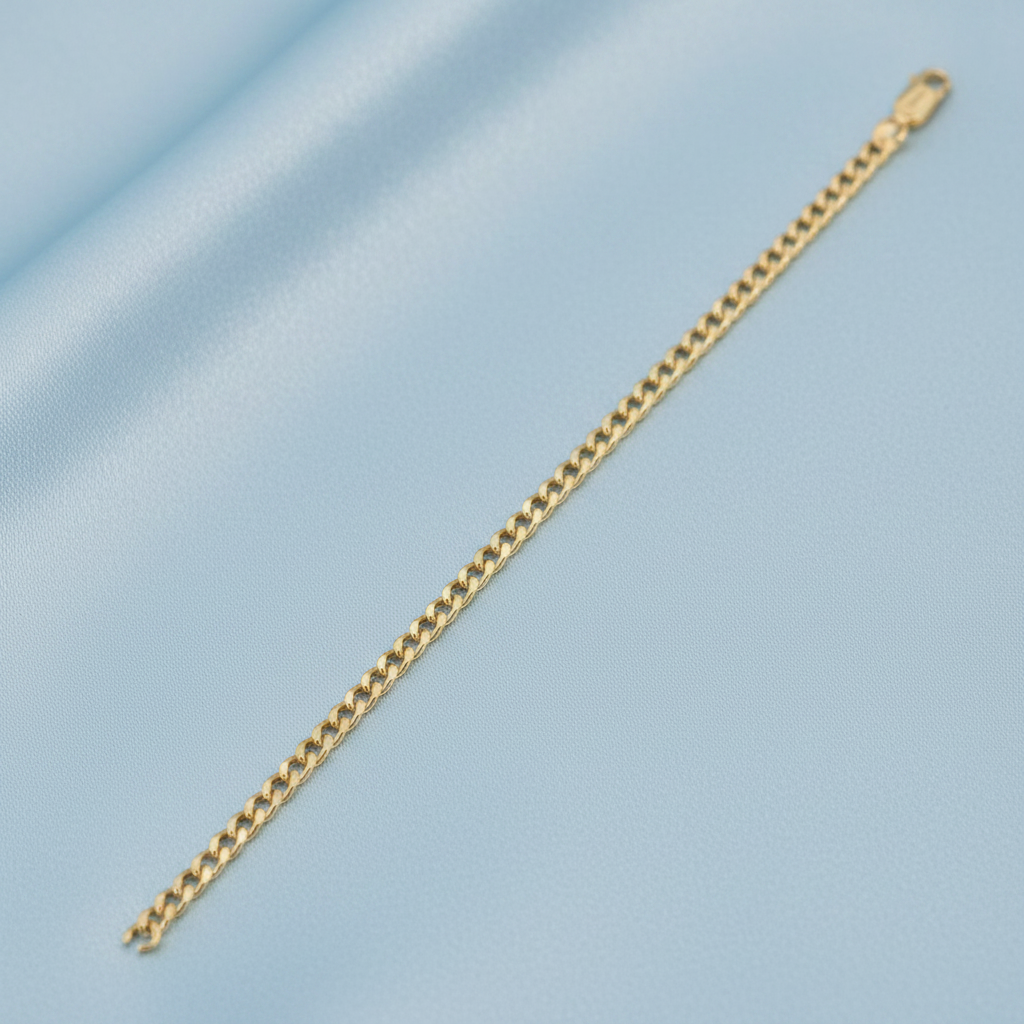9ct Yellow Gold Curb Chain Bracelet – 3.8mm (8”)