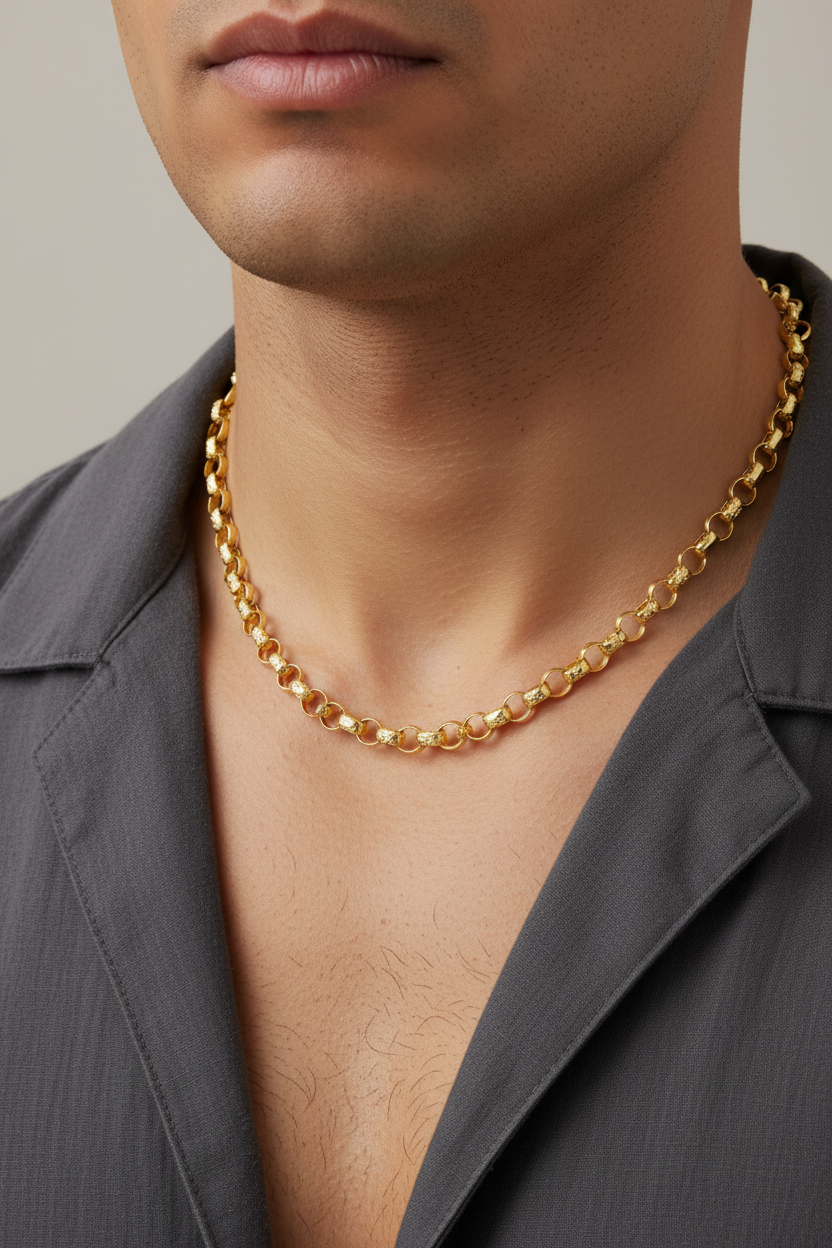 9ct Yellow Gold Plain & Round Belcher Chai – 6.5mm (20”)