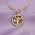 9ct Yellow Gold CZ Tree of Life Necklace – Adjustable 16–18”