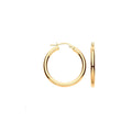 9ct Yellow Gold Plain Tube Hoop Earrings – 25mm