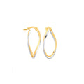 9ct Yellow & White Gold Twist Oval Hoop Earrings