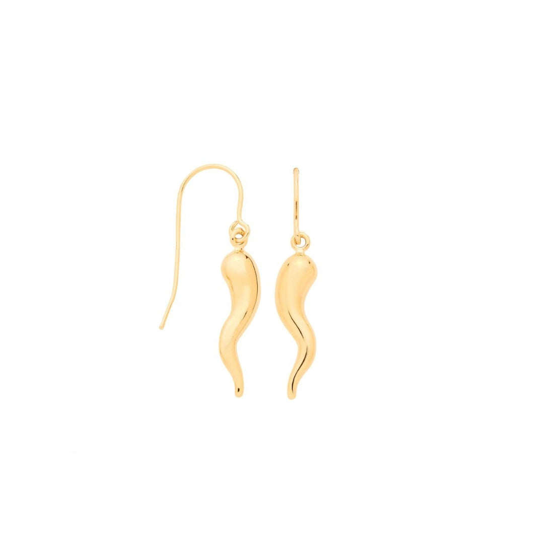 9ct Yellow Gold Horn of Life Drop Earrings