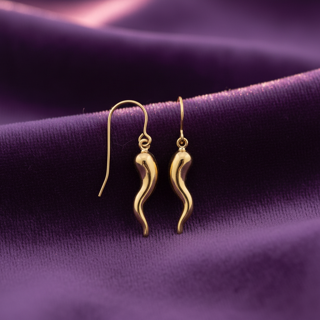 9ct Yellow Gold Horn of Life Drop Earrings