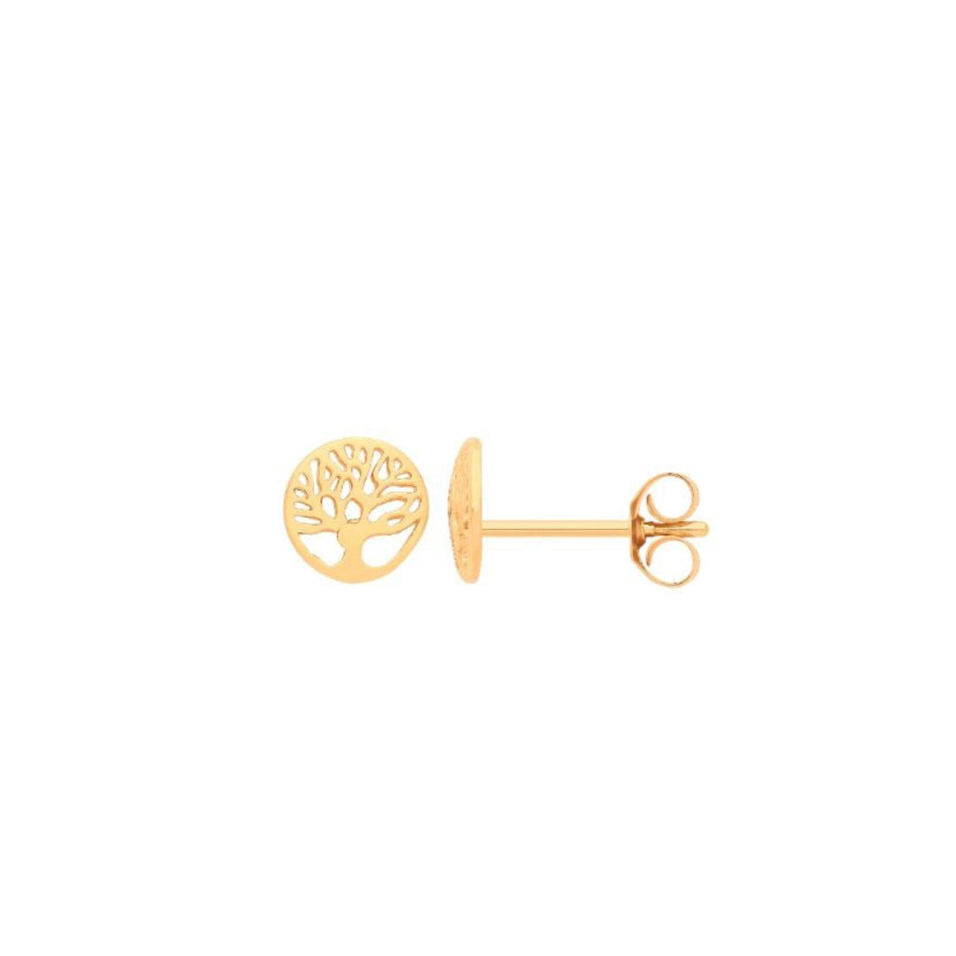 9ct Yellow Gold Tree of Life Stud Earrings – 6mm