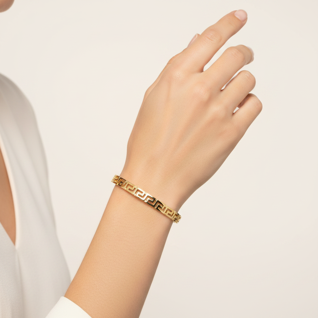 9ct Yellow Gold Greek Key Bangle
