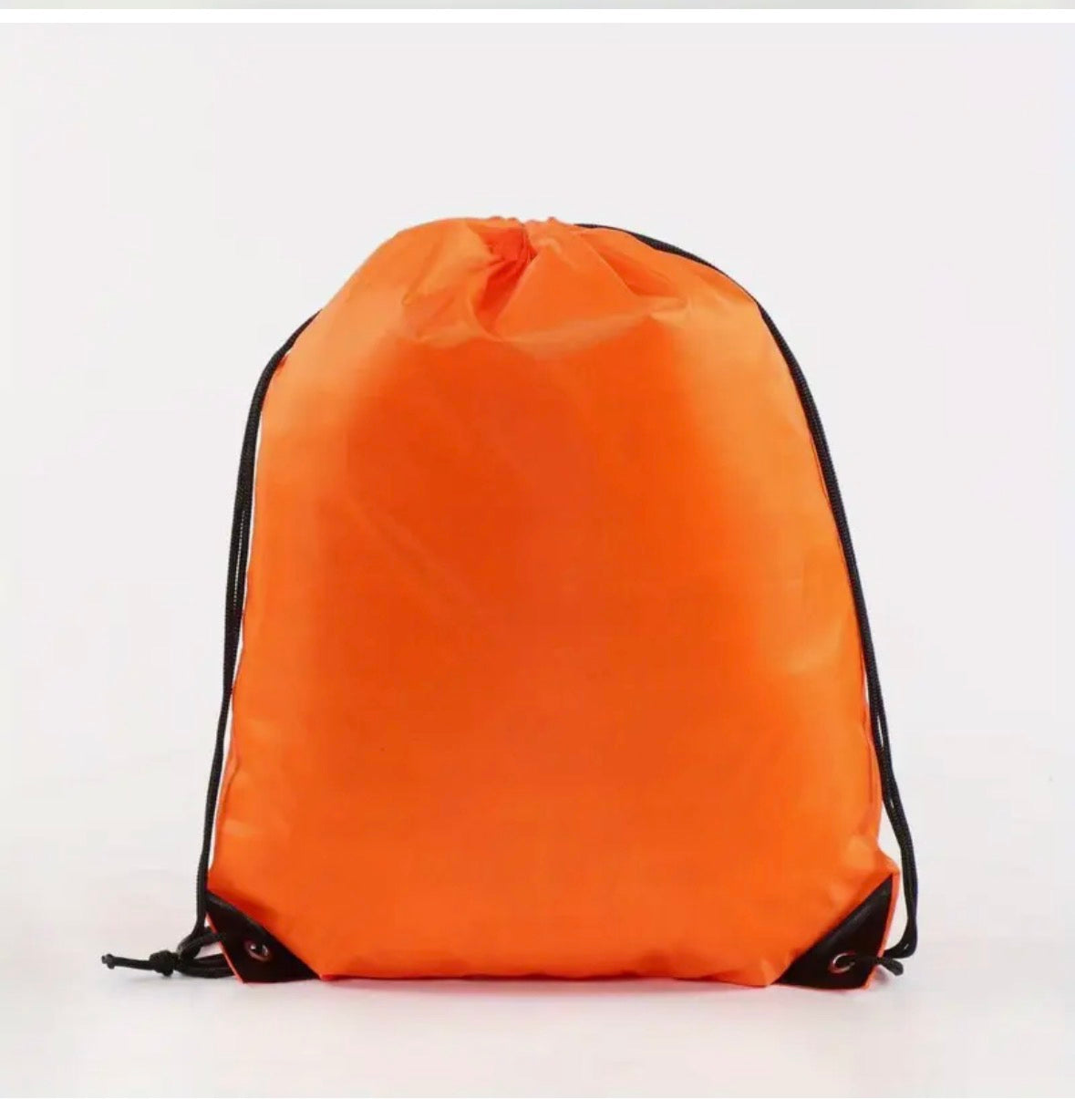 Orange drawstring bag on a white background