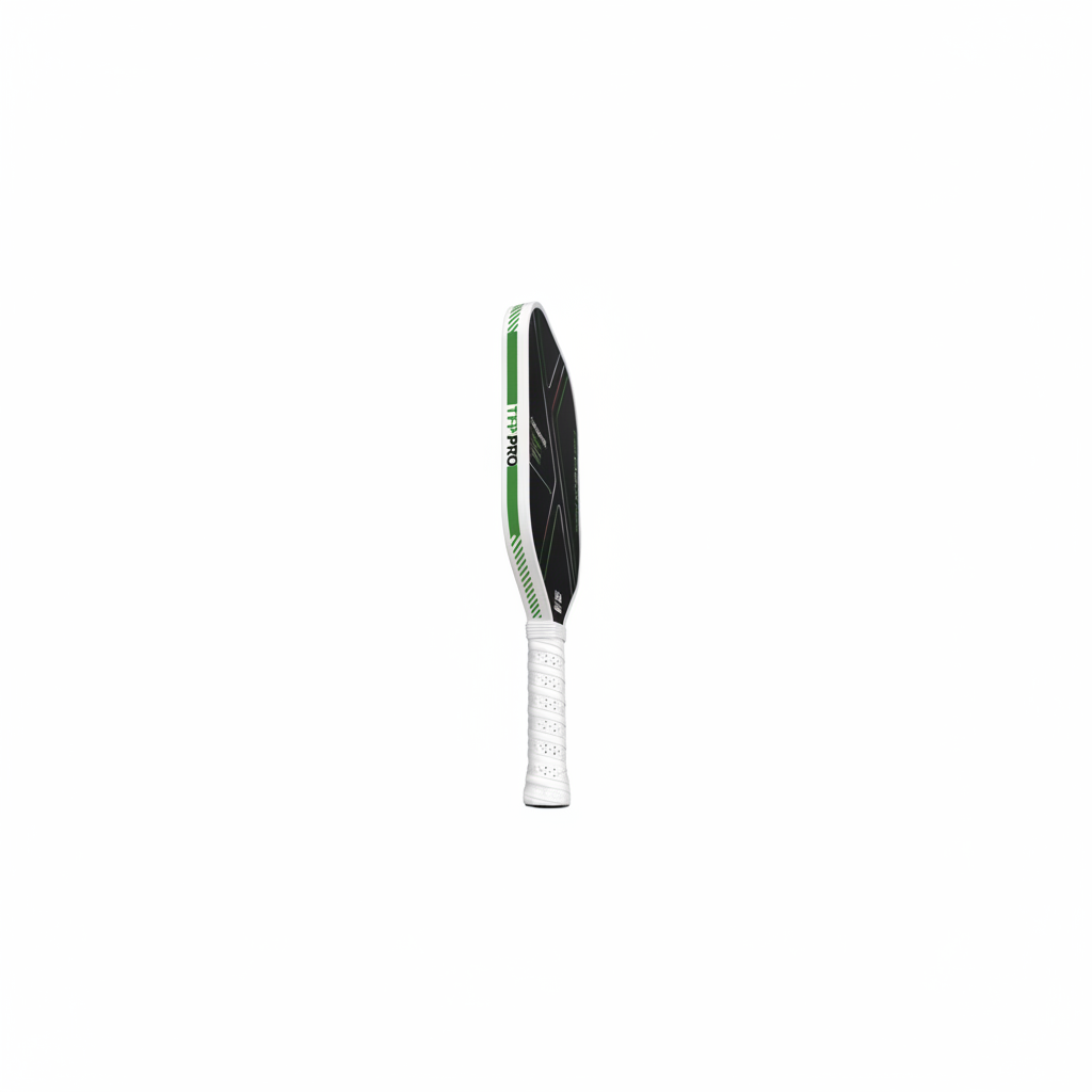 dashed green edge and black pickleball paddle