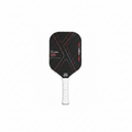 Pickleball paddle with black and red design on a white background