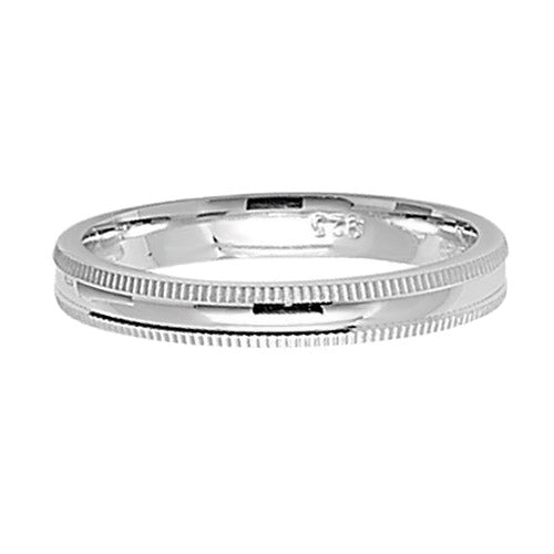 Sterling Silver Mill Grain Wedding Ring Set – 3mm & 5mm Matching Bands